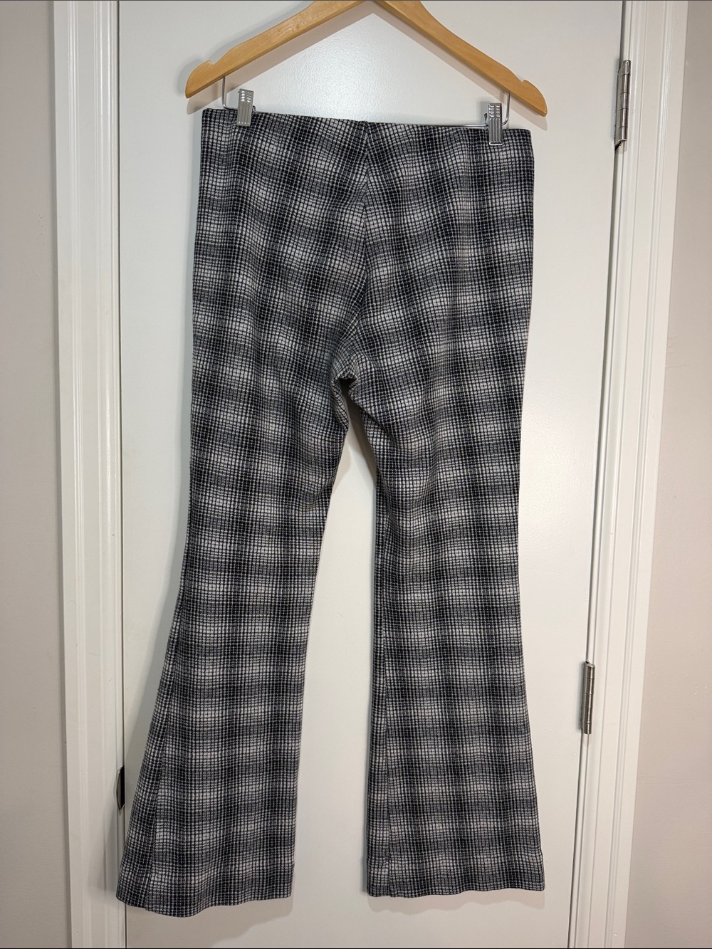 Maeve Black and White Plaid Flare Pants - Picture 2 of 3